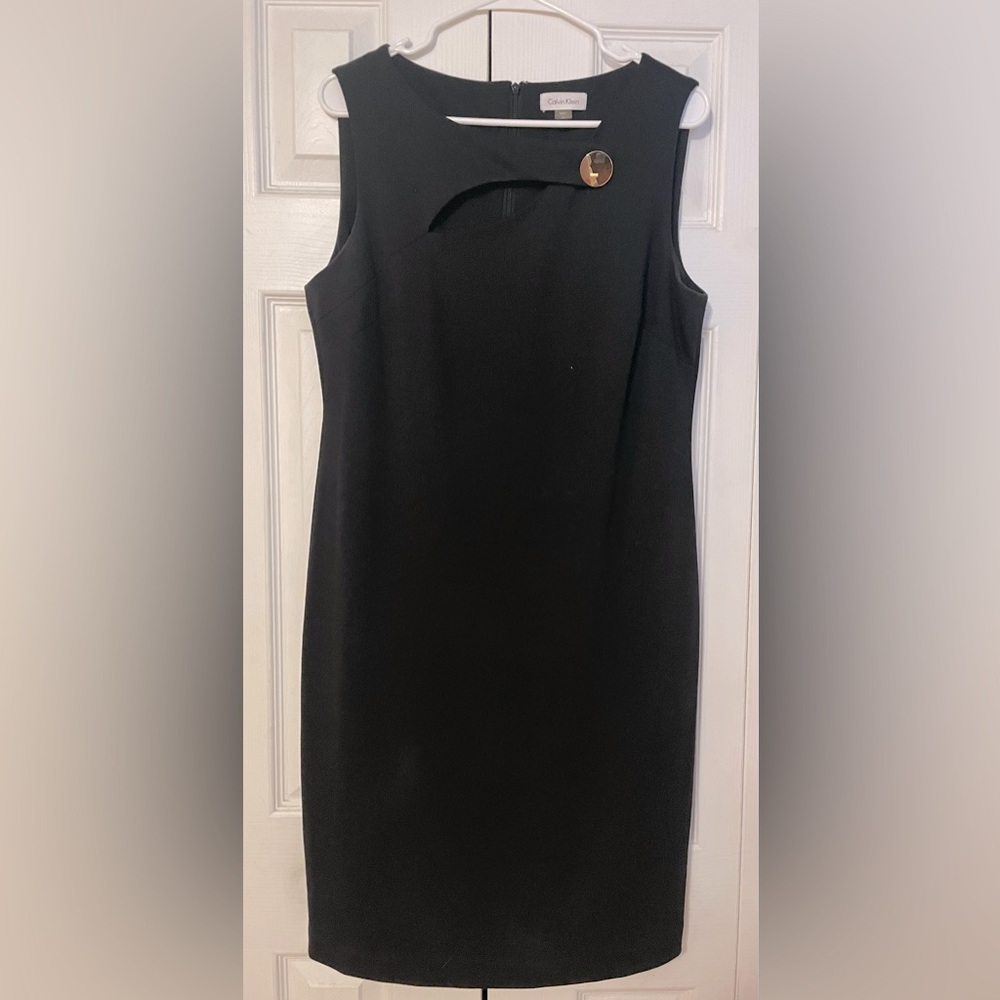 Calvin Klein sleeveless black dress with gold button size 12